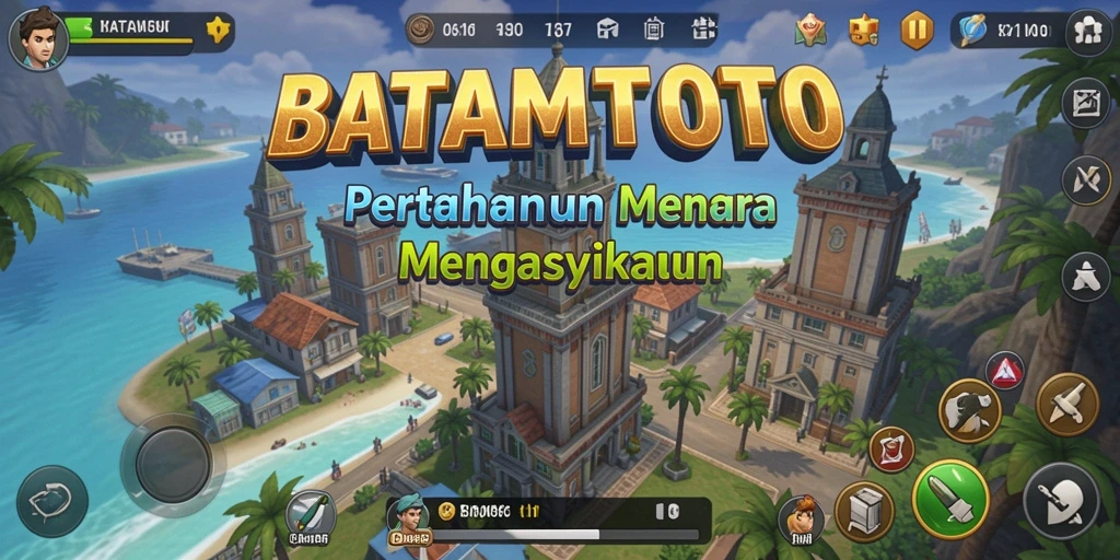 Screenshot gameplay menampilkan pertahanan menara yang epik di BATAMTOTO.