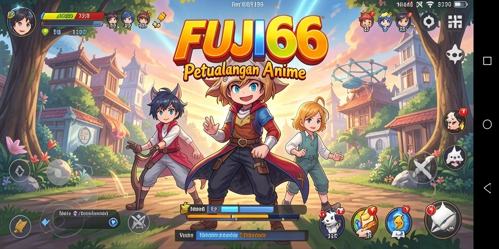 Tampilan gameplay menarik dari FUJI66 dengan karakter anime.