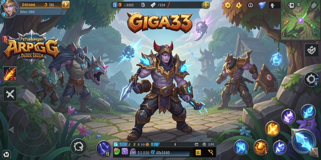 Tangkapan layar GIGA33 menampilkan aksi pertempuran epik di dunia ARPG.