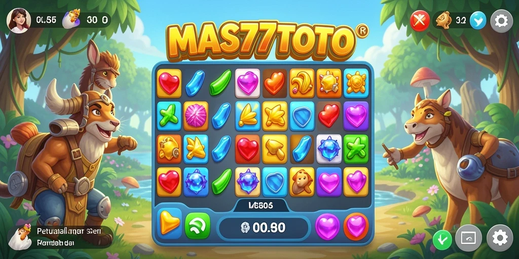 Gameplay seru pada MAS77TOTO dengan tantangan Match-3.