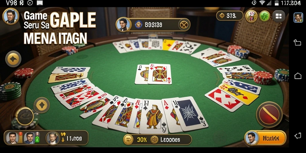 Screenshot gameplay V98 yang menampilkan suasana bermain Gaple.